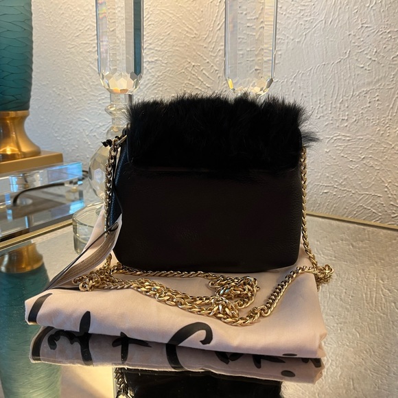 Foley + Corinna Fur/Leather purse with gold chain. - Picture 3 of 5